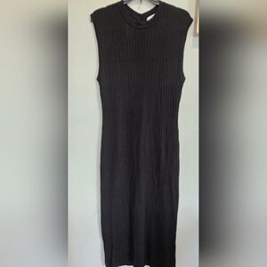 Modern Citizen• Black Ribbed Sleeveless Button Midi Dress. Sz L